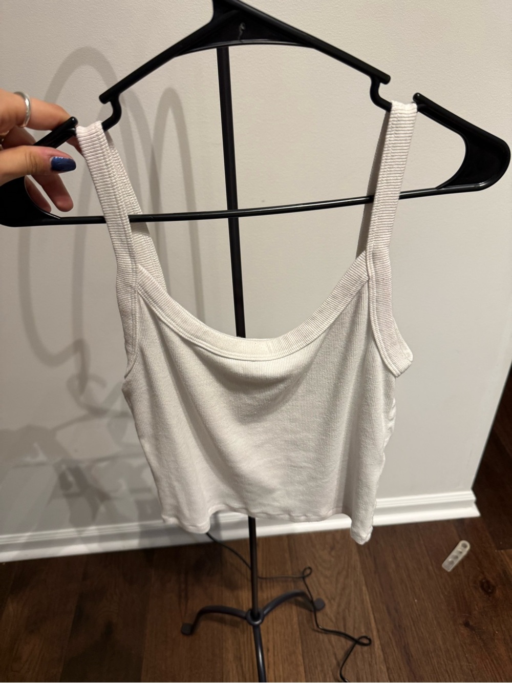 Abercrombie & Fitch White Ribbed Square-Neck Tank